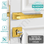 Plantex Brass Main Door Locks For Home/Premium Door Lock with 3 Years Of Warranty/Mortise Handle For Door - Main Door Lock Set (PT-003- Gold)