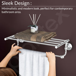 Plantex 304 Grade Stainless Steel Towel Rack with Rod/Towel Hanger for Bathroom/Towel Holder/Stand/Bathroom Accessories - Skyllo (18 inch -Chrome)