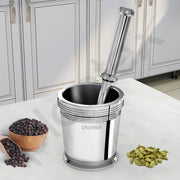 Plantex Heavy Stainless Steel Mortar & Pestle Set/Spice Mixer/Khalbatta/Khal/Okli Musal for Kitchen - Size 4(Dia: 8.7, H: 9 cm)