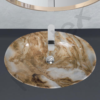 Plantex Ceramic Basin for Bathroom/Table Top Ceramic Basin/Washbasin for Bathroom - (CRETA-NS-238-Marble Finish, 23 x 15 x 5.5 Inch)