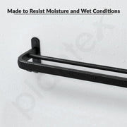 Plantex Aluminium Dual Towel Rod for Bathroom/Towel Hanger/Cloth Hanger for Bathroom with Hooks/Bathroom Accessories (Black) 24 Inch