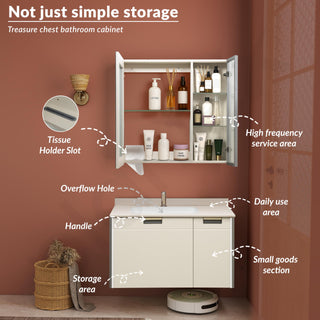 Plantex Wash Basin with Cabinet Full Set/Rectangle Bathroom Vanity/Bathroom Washbasin Cabinet with LED Mirror and Coupling (NZBC-37)