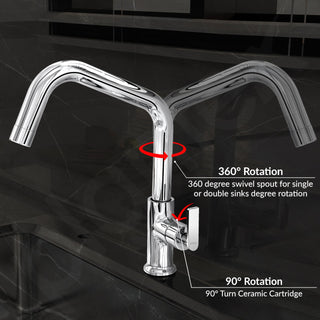 Plantex Pure Brass Sink Tap for Kitchen with 360° Swivel Spout/Kitchen Sink Tap with Water Saving Aerator-7 Year Warranty (BAL-513-Chrome)