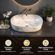 Plantex Tabletop Wash Basin for Bathroom/Designer Ceramic Basin/Oval Countertop Wash Basin/Home/Office (22 x 14 x 10 Inch)