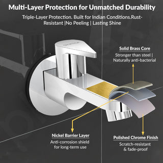 Plantex Pure Brass PAC-1802 Bib Cock Water Tap with Water Saving Aerator/Bib Tap with Brass Wall Flange and Teflon Tape-7 Year Warranty (Mirror Chrome Finish)