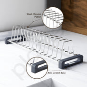 Plantex Stainless Steel Thali Stand/Saucer/Plate Rack/Dish Rack/Plate Fixer for Modular Kitchen/Tandem Box Accessories - Set of 3 (Chrome)