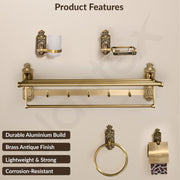 Plantex Aluminium Antique Bathroom Accessories Set of 5-pcs/Bathroom Hardware Set (Towel Rack/Napkin Ring/Paper Holder/Soap Dish/Tumbler Holder)