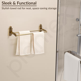 Plantex Antique Dual Towel Rod for Bathroom/Towel Holder/Hanger/Bar/Bathroom Accessories (24 Inch,Brass-Antique Finish)