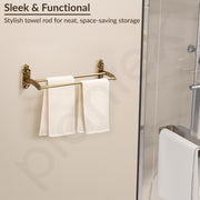 Plantex Antique Dual Towel Rod For Bathroom/Towel Holder/Hanger/Bar/Bathroom Accessories (24 Inch,Brass-Antique Finish)