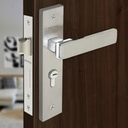 Plantex Heavy-Duty Door Lock Set - Main Door Lock Handle Set/Mortise Lock with 3 Keys, Brass Lock Body & Cylinder (8116 - Steel Satin & Chrome)