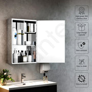 Plantex Premium Bathroom Cabinet with Mirror/304 Stainless Steel Mirror Cabinet for Wash Basin/Bathroom Shelf for Wall with Mirror (16x 24 Inch-Chrome)