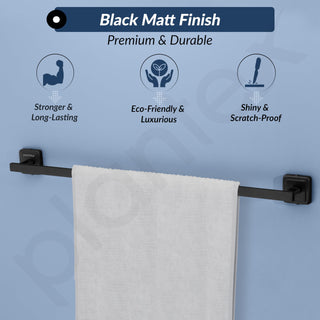 Plantex 304 Grade Stainless Steel Single Towel Rod for Bathroom/Towel Holder in Bathroom/Towel Hanger for Wash Basin/Bathroom Accessories (24 Inch - Black) Decan