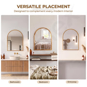 Plantex Aluminium Frame Mirror for Bathroom/Wall Mount Half-Capsule Mirror for Bedroom/Dressing Room/Living Room/Entryway - (Gold, 18x24 Inch)