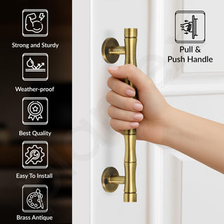 Plantex Door Handle/Stainless Steel Main Door Handle/8 Inch Pull-Push Handle/3 Years Warranty Pack of 2 (S-140, Brass Antique)