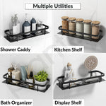 Plantex 304 Stainless Steel Bathroom Shelf/Wall Mounted Bathroom Organiser with Drill/Kitchen Storage Shelf(15X5 Inch-Black Finish)
