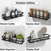 Plantex 304 Stainless Steel Bathroom Shelf/Wall Mounted Bathroom Organiser with Drill/Kitchen Storage Shelf(15X5 Inch-Black Finish)