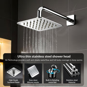 Plantex Stainless Steel 100 mm Rain Flow Overhead Shower with Water Saving Nozzle/Bathroom Shower/Adjustable Shower Head for Bathroom without Arm - (APS-617-Chrome)