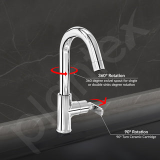 Plantex Pure Brass Sink Tap for Wash Basin with 360° Swivel Spout/Kitchen Tap with Water Saving Aerator- 7 Year Warranty (BAL-512 -Chrome Finish)