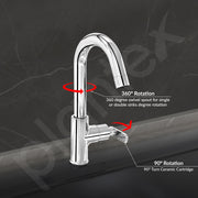Plantex Pure Brass Sink Tap for Wash Basin with 360Ãƒâ€šÃ‚Â° Swivel Spout/Kitchen Tap with Water Saving Aerator- 7 Year Warranty (BAL-512 -Chrome Finish)
