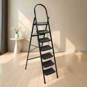 Plantex Hercules Pro 7-Step Foldable Ladder for Home with 150 kg Load Capacity/Heavy-Duty GI Steel Ladder/Anti-Slip Wide Step/Strong, Stable & Multi-Purpose (Black)