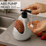 Plantex Ceramic Soap Dispenser with Scruber/Liquid Soap Dispenser/Sink Dish Washing Soap Dispenser Set/Soap Dispenser for Wash Basin Ceramic - Bathroom Accessories