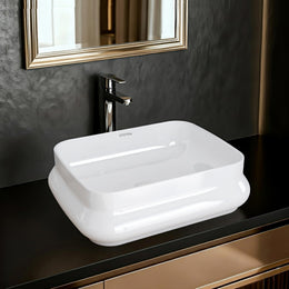 Plantex Platinum Ceramic Wash Basin/Washbasin for Bathroom/Tabletop Wash Basin with 10 Years Glaze Warranty by Plantex/ (Glossy White - 18 x 14 x 5 Inch)