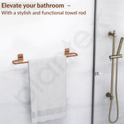 Plantex 304 Grade Stainless Steel 24 inch Single Towel Rod for Bathroom/Hand Towel Holder/Towel Hanger/Bathroom Accessories, Crystal (PVD Rose Gold)