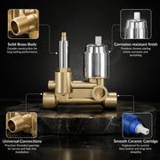 Plantex Bathroom Shower Combo Set/Concealed Diverter with 12x12 Inch Overhead Shower/6 Mode Shower Hand with 1.5 Mtr Flexible Hose Pipe with Hook/Brass Bath Tub Spout - Chrome