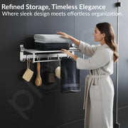 Plantex Foldable Towel Rack for Bathroom/Space Aluminium Towel Holder/24 Inch Towel Hanger/Bathroom Accessories - Pack of 1 (Silver)