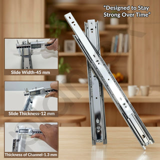 Plantex Drawer Channel/Regular Close Ball Bearing/Channel for Drawer/Telescopic Channel for Wooden & Metals Drawers in Kitchen, Wardrobe, (20-Inch,Silver) 1 Pair Set