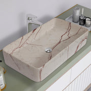 Plantex Ceramic Tabletop Washbasin/Bathroom Sink/Basin for Bathroom/Wash Basin for Restaurant, Hotel (Marble Finish, 24 x 13 x 5 Inch)