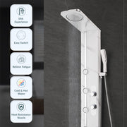 Plantex SS-304 Marble Textured Shower Panel for Bathroom with Showerhead/Hand Shower with Hose Pipe & Clamp/ Body Massage Jets/Bathroom Shower System -(KM-8099)