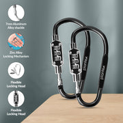 Plantex Number Lock/3-Digit Code Combination Lock/Portable Luggage Lock/Travel Locks for Briefcase/Laptop Bags - Pack of 2 (Black)