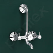 Plantex Wall Mixer for Bathroom 2 in 1 with L-Bend Connecter for Overhead Shower with Brass Spindle/Mixer with Nickel Chrome Mirror Finish/Teflon Tape and Wall Flange-(Mks-1279)