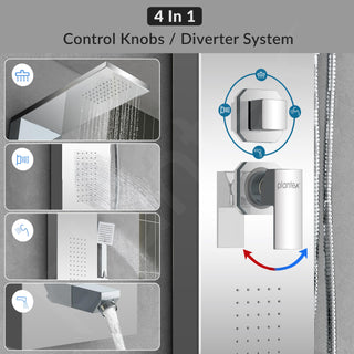 Plantex 304 Grade Stainless Steel Shower Panel for Bathroom with Showerhead/Hand Shower/Body Massage Jets/Bathroom Shower System-(KM-8111)