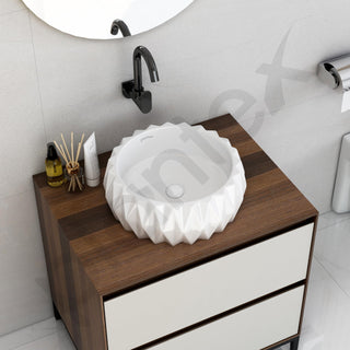 Plantex Ceramic Tabletop Round Washbasin for Bathroom/Countertop Bathroom Sink/Bathroom Wash Basin with 10 Years Glaze Warranty by Plantex (White - 15 x 15 x 6 Inch)