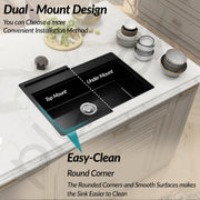 Plantex Matt Quartz Kitchen Sink/UV Protected Kitchen Sink/Undermount Sink For Kitchen/Granite Single Bowl Sink With Coupling (Nano Black, 20X30 Inches)