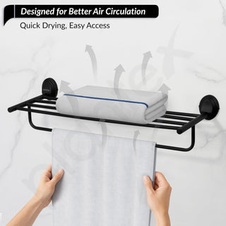 Plantex 304 Grade Stainless Steel Towel Rack for Bathroom/Towel Stand/Hanger/Bathroom Accessories - Cubic (24 inch -Black)