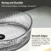 Plantex Transparent Glass Basin for Bathroom/Tabletop Round Wash Basin/Luxury Countertop Basin for Home/Office/Hotel (Somky - 15x15x5 inch)