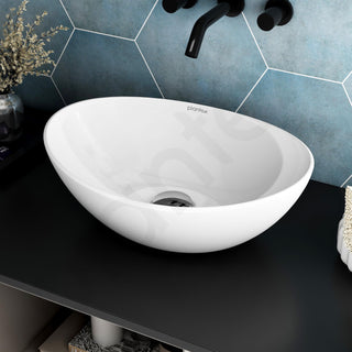 Plantex Ceramic Table Top Oval Wash Basin for Bathroom/Countertop Bathroom Sink/Bathroom Basin with 10 Years Glaze Warranty by Plantex (White - 16.5 x 13.5 x 7 Inch)