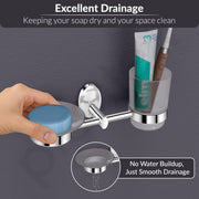 Plantex 304 Stainless Steel Oreva Silver 2 in 1 Soap and Brush Holder Stand/Wall Mounted Soap Holder/Bathroom Accessories - (Chrome)