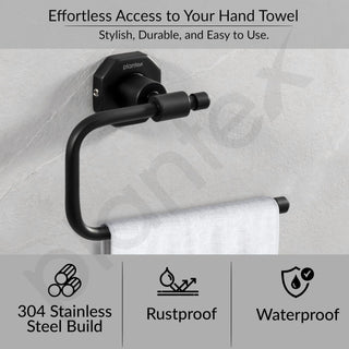 Plantex 304 Grade Stainless Steel Napkin Holder/Towel Hanger/Napkin Ring for Wash Basin/Towel Holder for Kitchen/Bathroom Accessories - Nipron (Black)