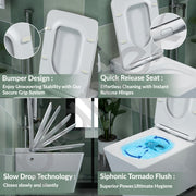 Plantex Ceramic Wall Mount Western Commode/Rimless Western Toilet with Soft Closing Toilet Seat/Rectangular Tankless Commode/Smart Flush Wall Hung Toilet - P Trap Outlet (White)