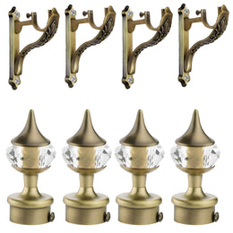 Plantex Heavy Duty Aluminium Diamond Curtain Holder/Curtain Brackets Parda Holder with Support 1 Inch Rod/Curtain Rod Holder (Brass Antique - 2 Pair)