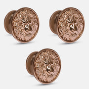 Plantex Lion Face Knobs for Drawer & Cabinets Set Knob | Kitchen Cabinet Knobs | Round Drawer Pulls and Knobs- Pack of 3 Pieces (Rose Gold)