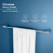 Plantex Towel Rod for Bathroom/304 Grade Stainless Steel Towel Bar/24 Inch Towel Hanger/Towel Holder/Bathroom Accessories - Pack of 1 (Regent, Chrome)