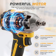 Plantex 21V Brushless Cordless Impact Wrench/1/2 Inch Drive/350N.m Electric Impact Wrench Kit with 2 Li-Ion Batteries/Charger/Sockets & Carrying Case - (Yellow, ML-W012)