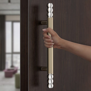 Plantex Premium Main Door Handle/14 Inch Door Handle for Main Door/Pull-Push Door Handle for Home/Office/Hotel - Pack of 1 (Satin White-Chrome Finish) - 3 Years Warranty
