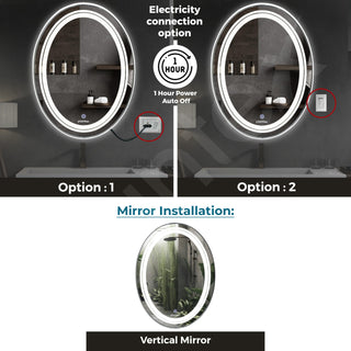 Plantex Bathroom Mirror with LED 3 Lights Tone/Designer Mirror for Living Room/Bedroom/Dressing Room - Oval Shape (18 X 24 Inch)