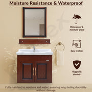 Plantex Unbrekable Bathroom Vanity Cabinet & Washbasin Set/Washbasin with Cabinet/Basin Cabinet for Bathroom with Mirror (Brown)